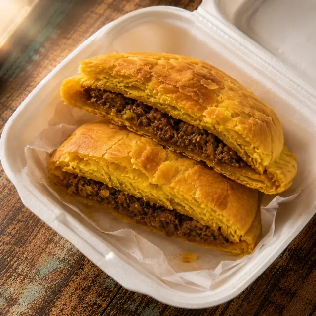 Beef patty with coco bread