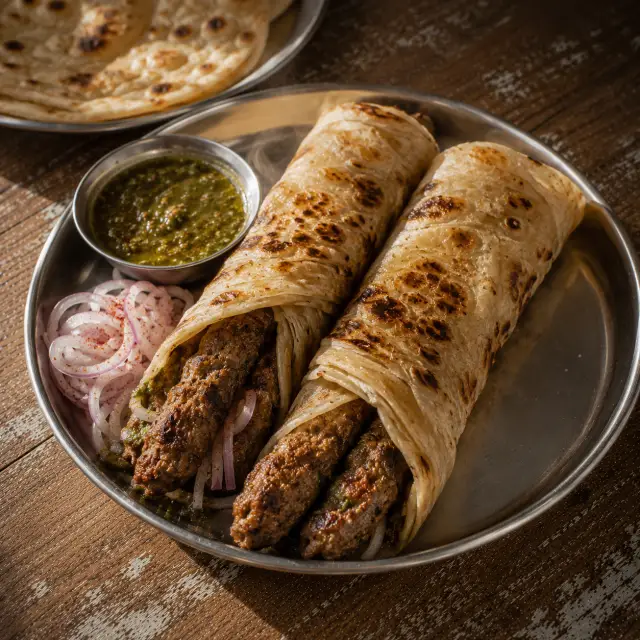 Seekh kebab with paratha